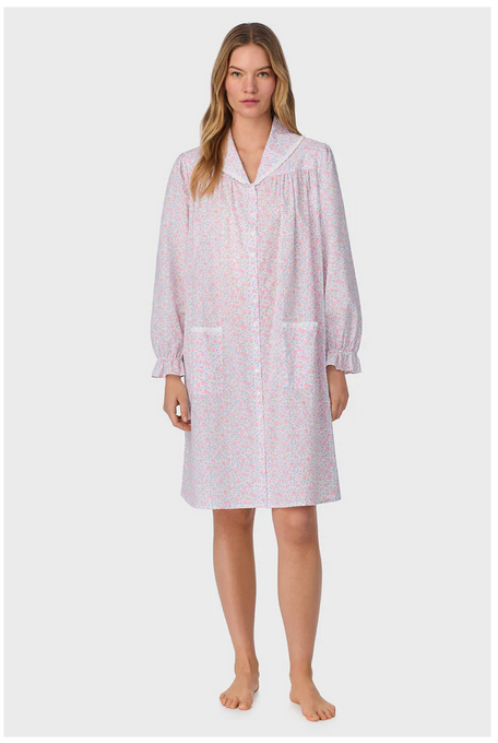 Lanz of Salzburg Women's Grandma's Garden Cotton Dream Long Sleeve Short Button Front Robe
