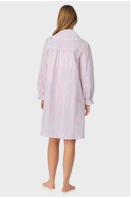Lanz of Salzburg Women's Grandma's Garden Cotton Dream Long Sleeve Short Button Front Robe