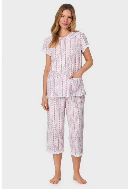 Lanz of Salzburg Women's Rosey Tyrolean Cotton Lawn Capri Pajama