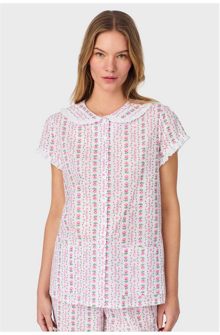 Lanz of Salzburg Women's Rosey Tyrolean Cotton Lawn Capri Pajama