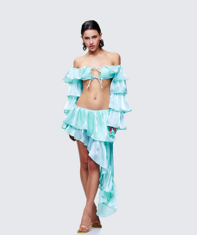 Finesse Skipper Ruffle Asymmetrical Skirt