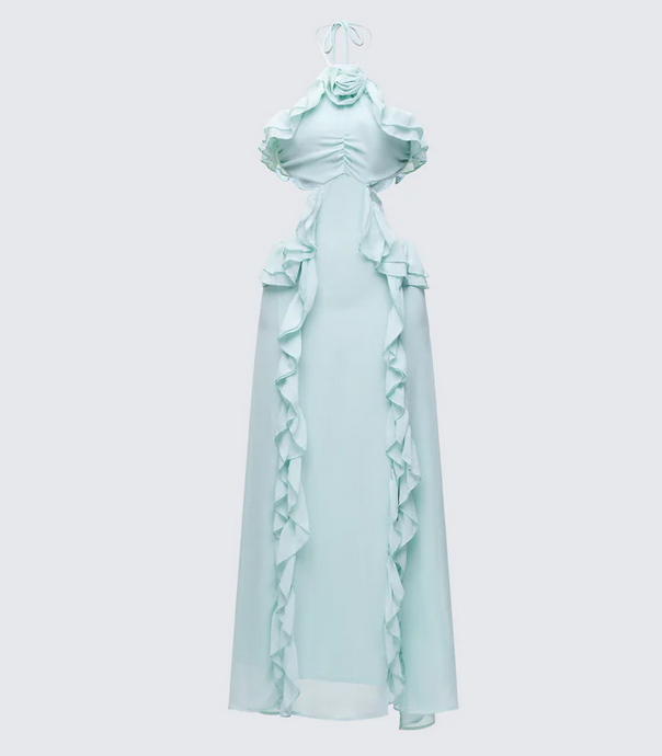 Finesse Zelda Ocean Blue Tiered Ruffle Maxi Dress