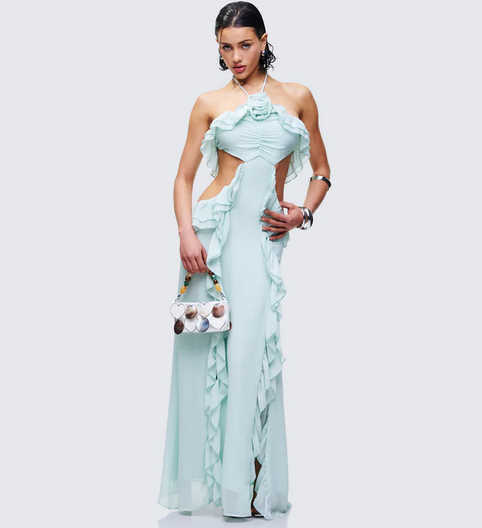 Finesse Zelda Ocean Blue Tiered Ruffle Maxi Dress