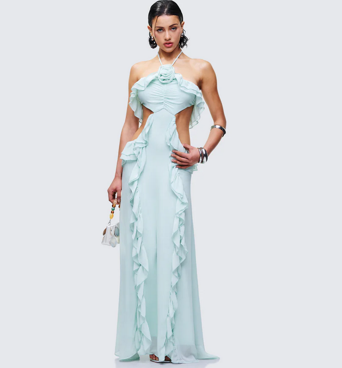 Finesse Zelda Ocean Blue Tiered Ruffle Maxi Dress