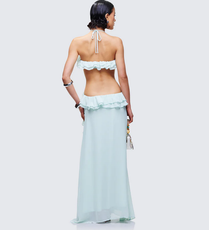 Finesse Zelda Ocean Blue Tiered Ruffle Maxi Dress