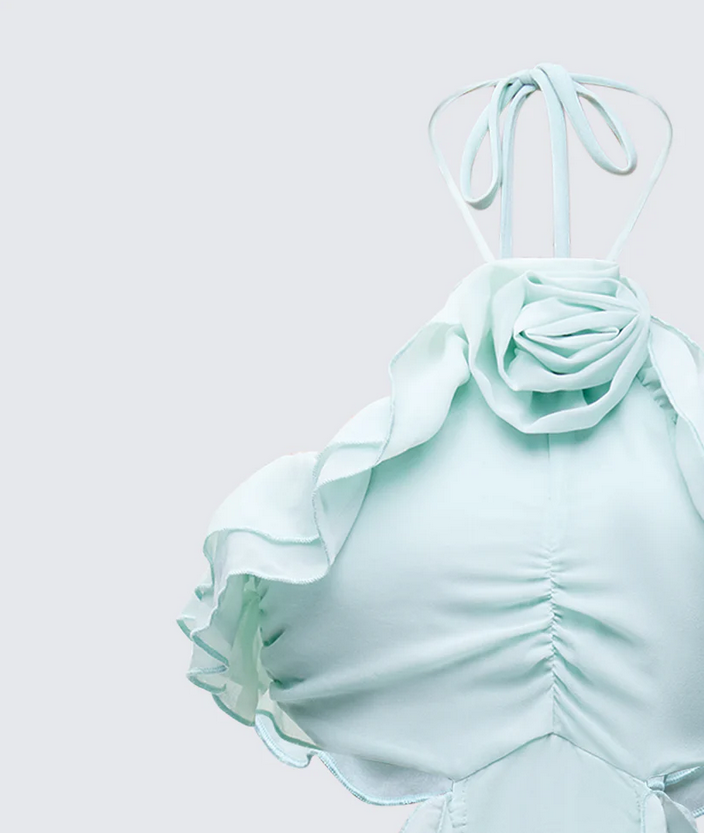 Finesse Zelda Ocean Blue Tiered Ruffle Maxi Dress