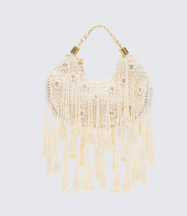 Finesse Mona Ivory Embellished Chandelier Bag