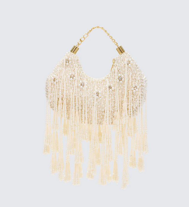 Finesse Mona Ivory Embellished Chandelier Bag