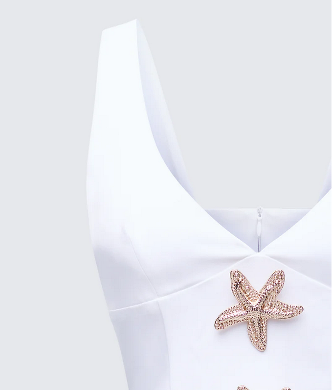 Finesse Paloma White Starfish Trim Mini Dress
