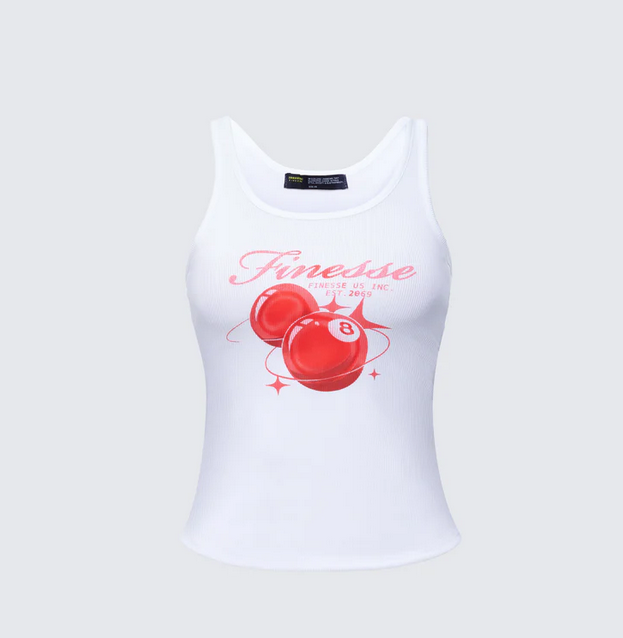 Finesse Evina White Graphic Rib Tank