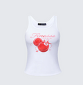 Finesse Evina White Graphic Rib Tank