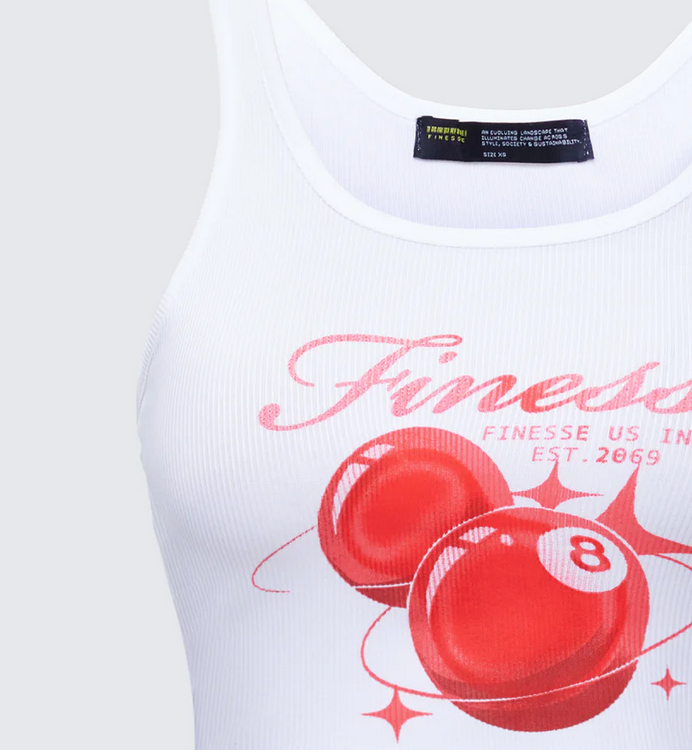 Finesse Evina White Graphic Rib Tank