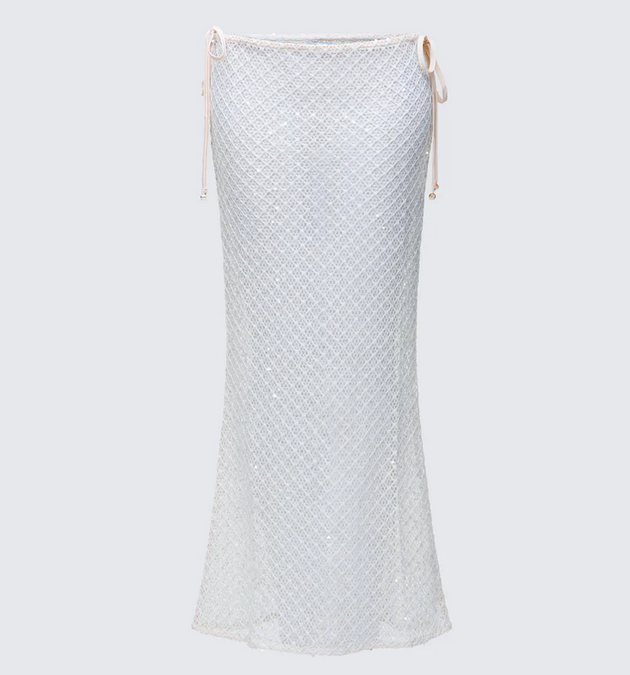 Finesse Arielle Cream Crochet Gathered Maxi Skirt