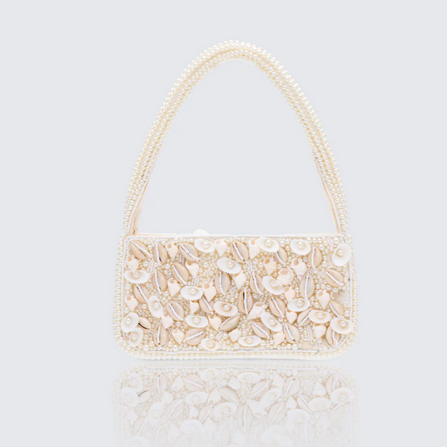 Finesse Mona Sadaf Ivory Cowrie Shell Handbag