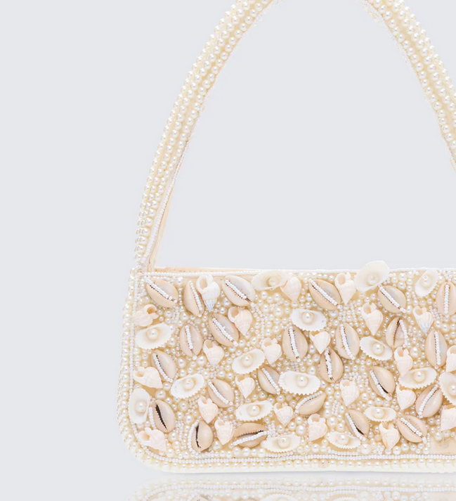 Finesse Mona Sadaf Ivory Cowrie Shell Handbag