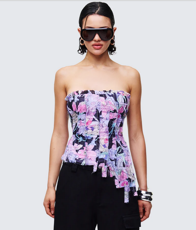 Finesse Claudette Chiffon Asymmetric Corset Top