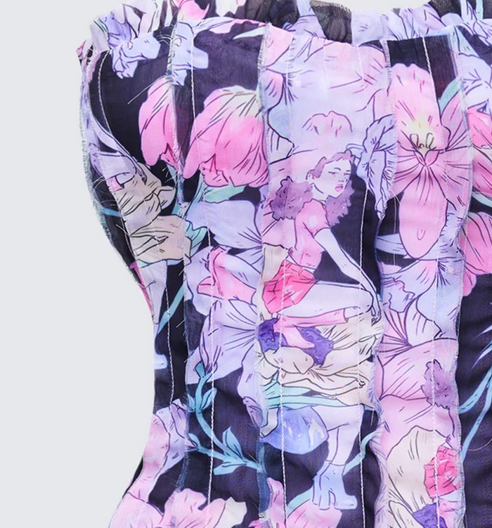 Finesse Claudette Chiffon Asymmetric Corset Top