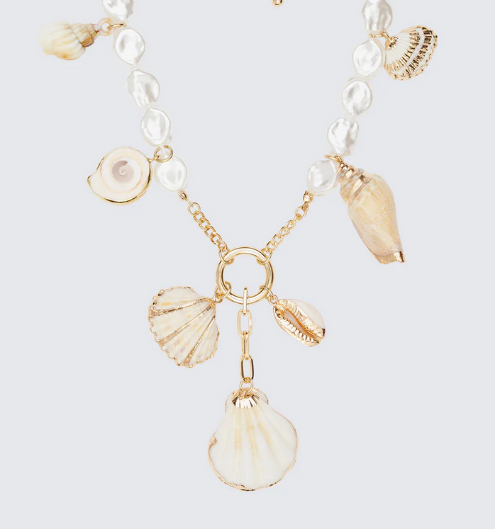 Finesse Mika Gold Shell Charm Pearl Necklace
