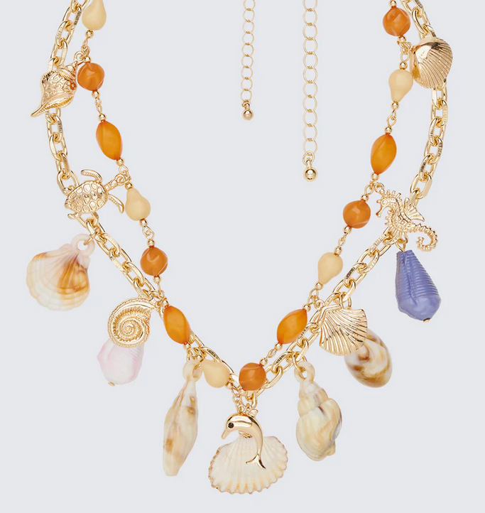 Finesse Chantara Gold MultI Shell Charm Necklace
