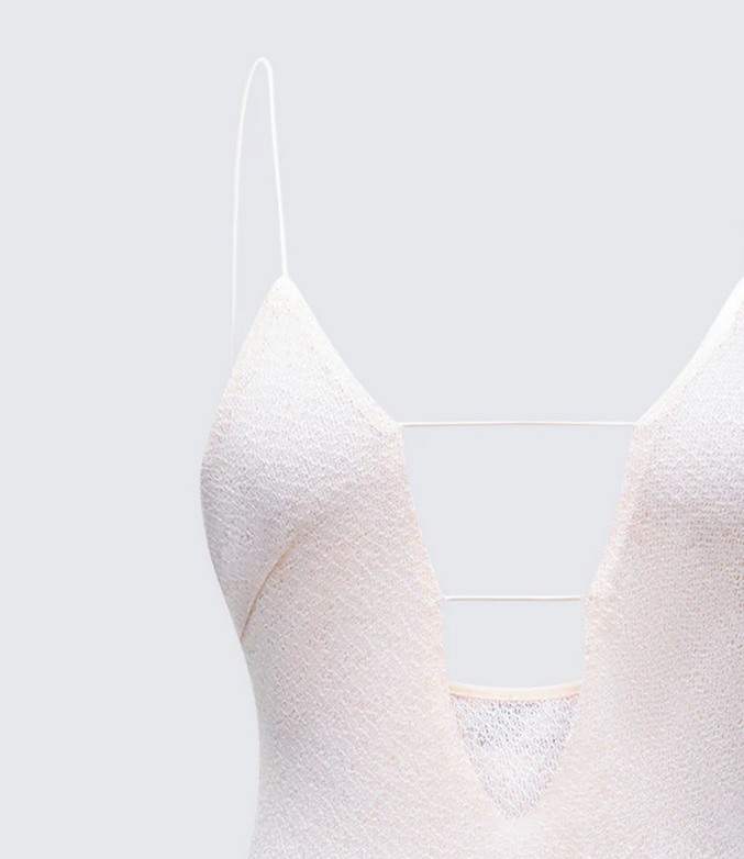 Finesse Mollie Ivory Plunge Neck Maxi Dress