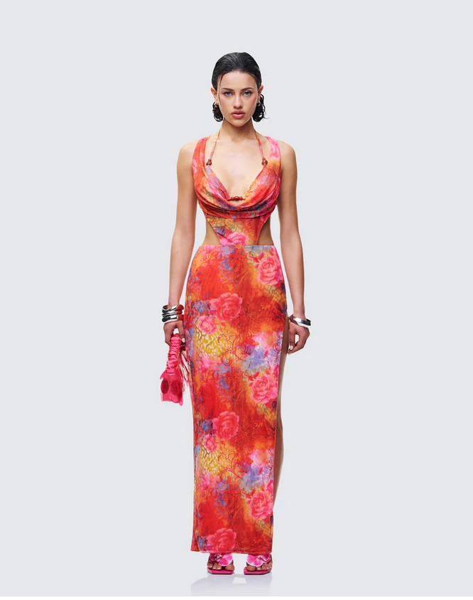 Finesse Aviella Multi Cowl Neck Maxi Dress