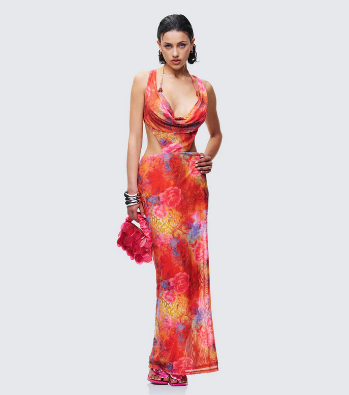 Finesse Aviella Multi Cowl Neck Maxi Dress