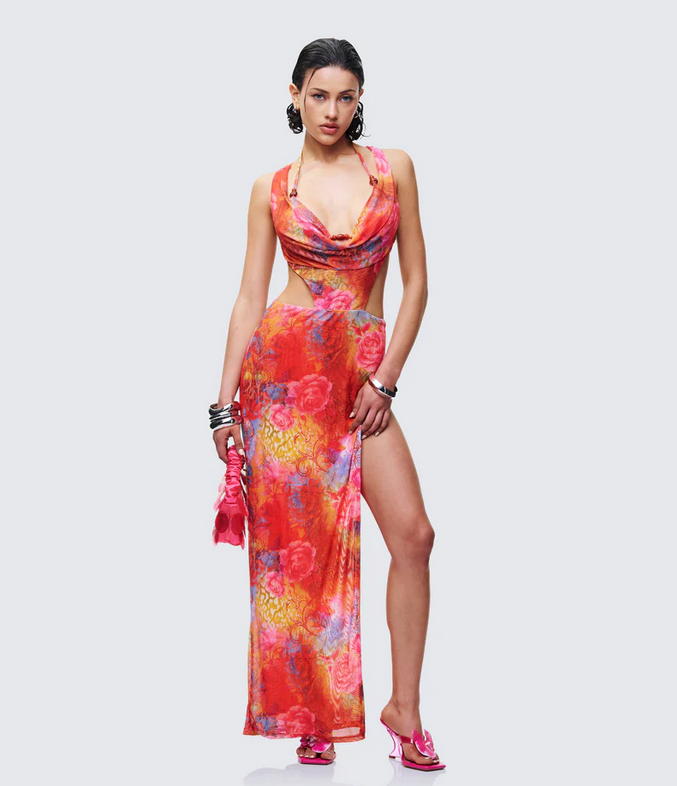 Finesse Aviella Multi Cowl Neck Maxi Dress