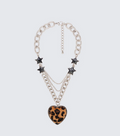 Finesse Koia Silver Leopard Heart Necklace