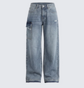 Finesse Stems Blue Cargo Boyfriend Low Waist Jean