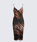 Finesse Nix Brown Printed Midi Dress