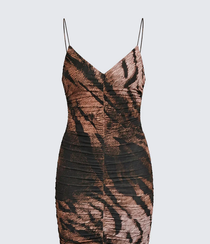 Finesse Nix Brown Printed Midi Dress