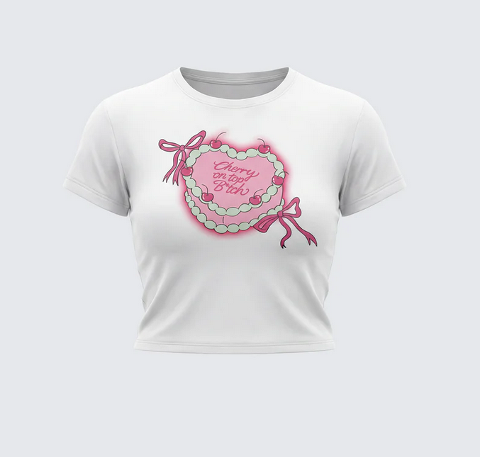 Finesse Terry White Graphic Baby Tee