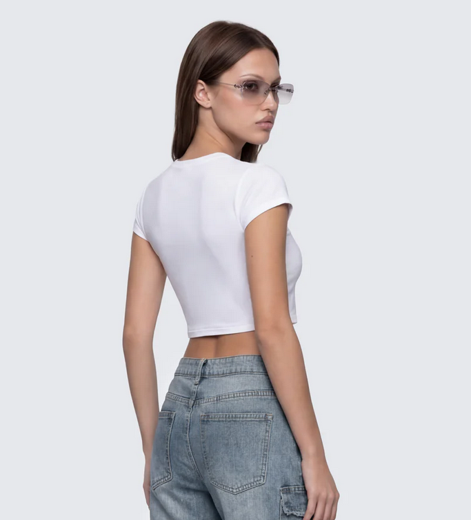 Finesse Terry White Graphic Baby Tee