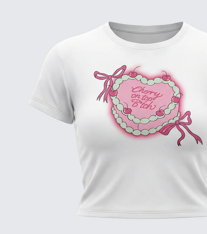 Finesse Terry White Graphic Baby Tee