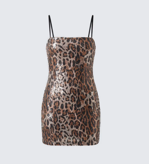 Finesse Mila Sequin Leopard Print Mini Dress