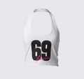 Finesse Shiloh White Graphic Halter Tank