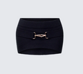 Finesse Layla Black Knit Trim Belt Mini Skirt