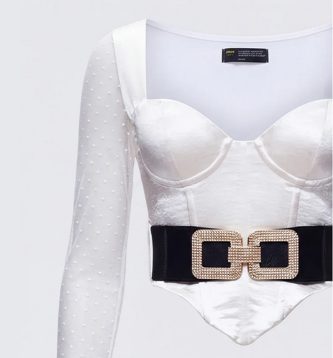 Finesse Rae Ivory Fur Cuff Corset Top