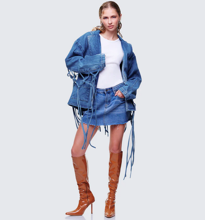 Finesse Kumi Blue Denim Macrame Jacket