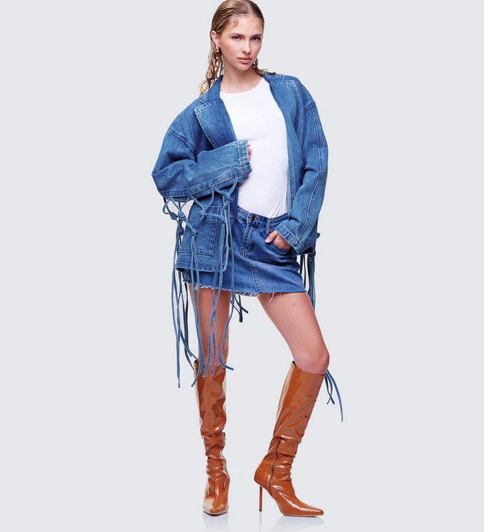 Finesse Kumi Blue Denim Macrame Jacket