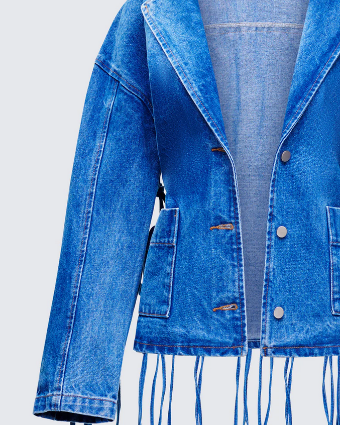 Finesse Kumi Blue Denim Macrame Jacket