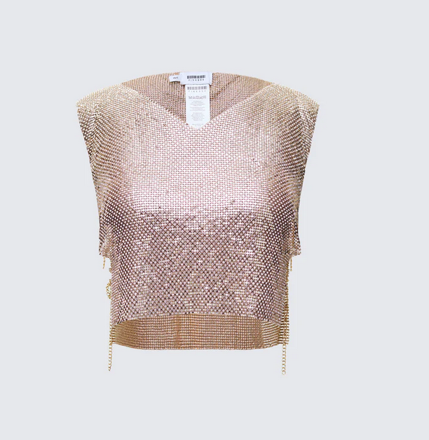 Finesse Fayla Gold Chainmail Square Top