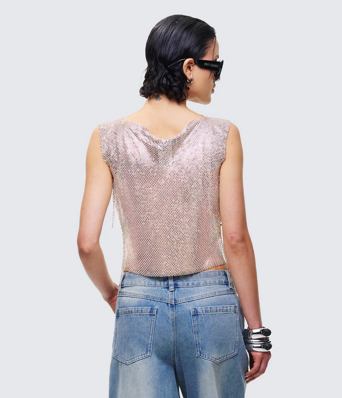 Finesse Fayla Gold Chainmail Square Top
