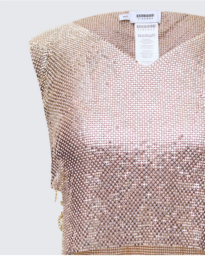 Finesse Fayla Gold Chainmail Square Top