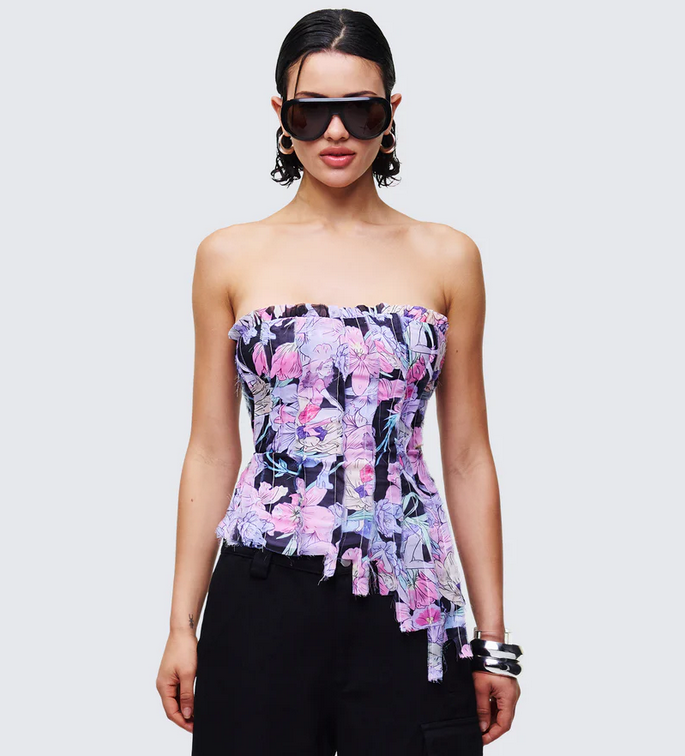Finesse Claudette Printed Chiffon Corset Top
