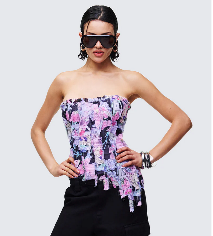 Finesse Claudette Printed Chiffon Corset Top