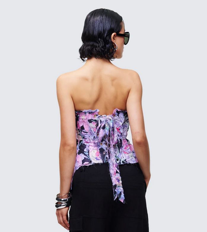 Finesse Claudette Printed Chiffon Corset Top