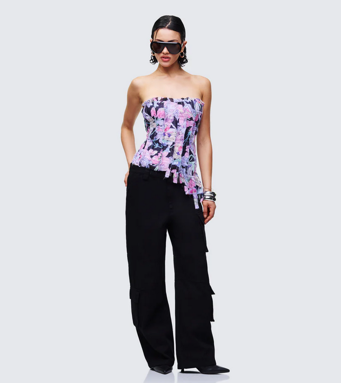 Finesse Claudette Printed Chiffon Corset Top
