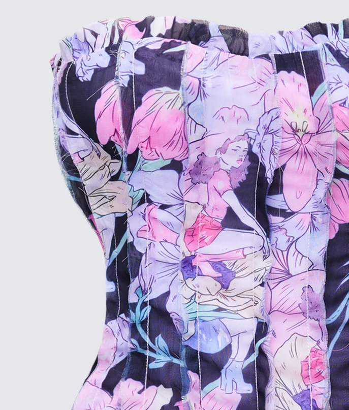 Finesse Claudette Printed Chiffon Corset Top