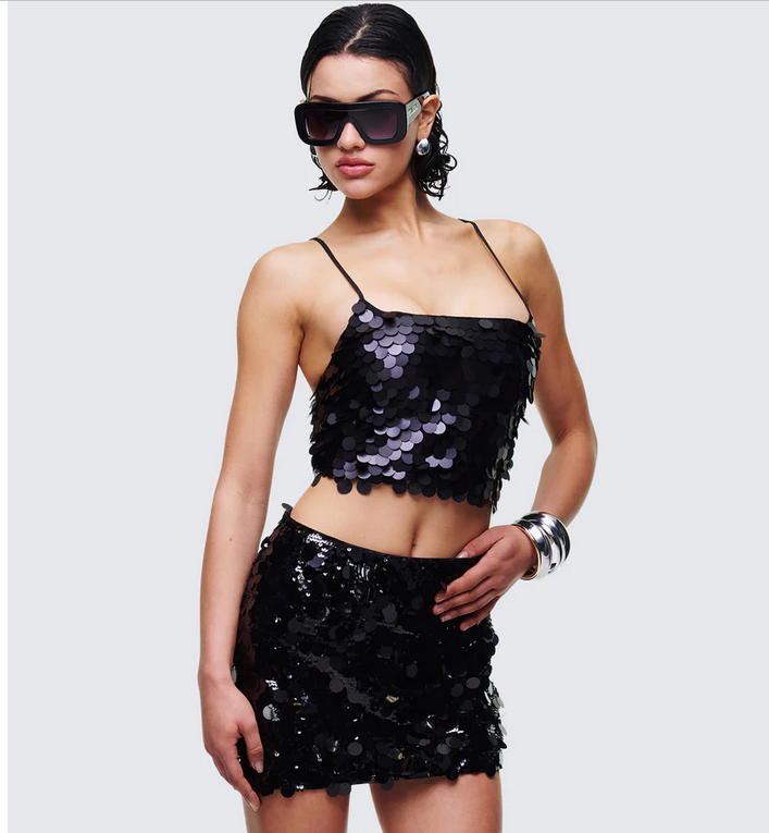 Finesse Mondana Black Sequin Cami Top